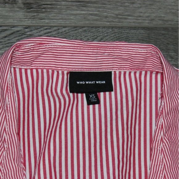 Who What Wear Womens Striped Blouse With Tie Front Top-Pink-Size XS-GUC - Picture 3 of 6